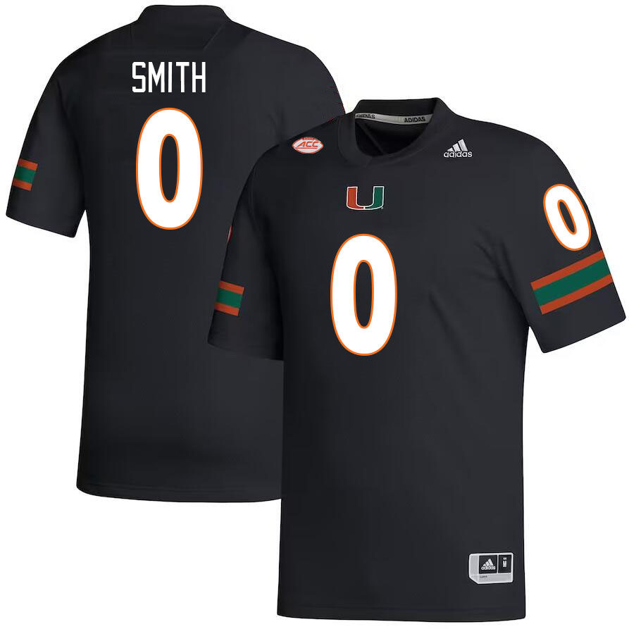 #0 Brashard Smith Miami Hurricanes Jerseys Football Stitched-Black